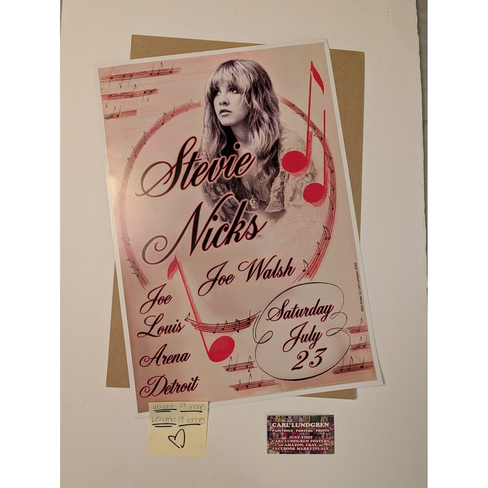Carl Lundgren Stevie Nicks Joe Walsh Concert Poster Print Joe Louis Detroit